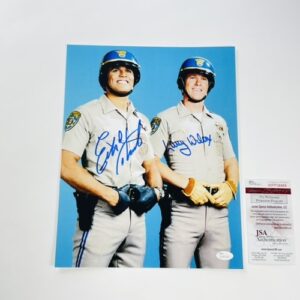Chips Cast Signed 11x14 Photo Ponch Jon Erik Estrada Larry Wilcox