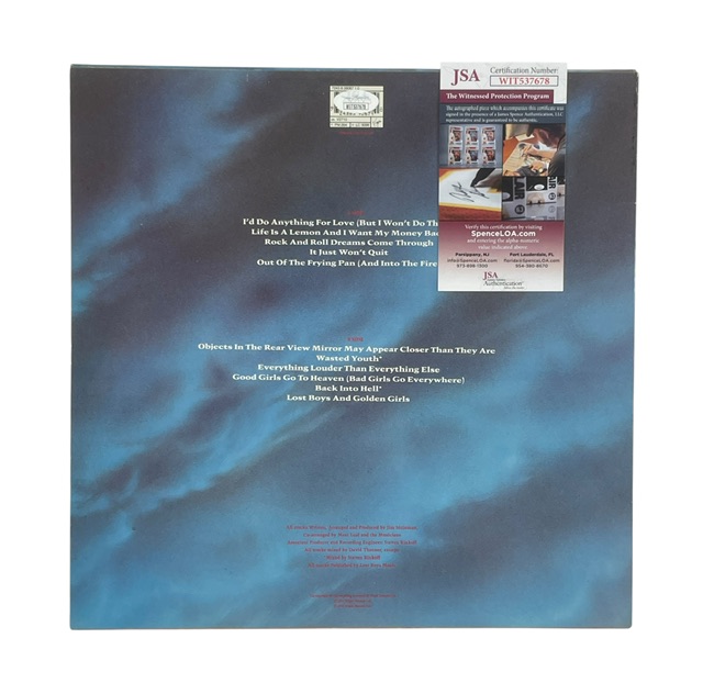 Meat Loaf Signed Bat Out of Hell II 1st Press Vinyl Record JSA - Image 3