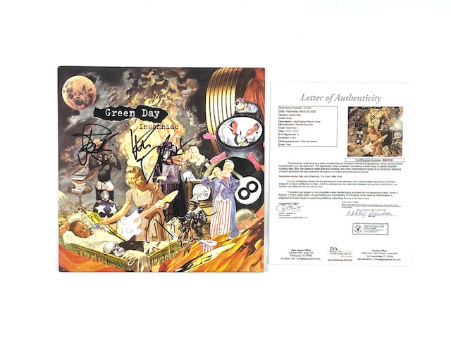 Green Day Band Signed Insomniac Vinyl Record JSA Letter LOA Rare