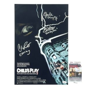 Child's Play Chucky Cast Signed 12x18 Movie Poster JSA COA 🔪