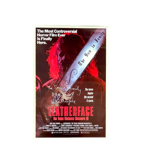 Texas Chainsaw Massacre III Leatherface Signed Movie Poster R.A. Mihailoff JSA