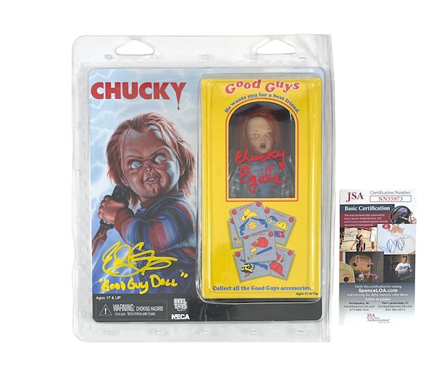 Child’s Play Chucky Cast Crew Signed NECA 8” Action Figure JSA 🔪
