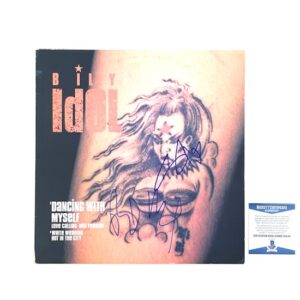 Billy Idol Signed Dancing With Myself 12” Vinyl BAS + Sticker Set