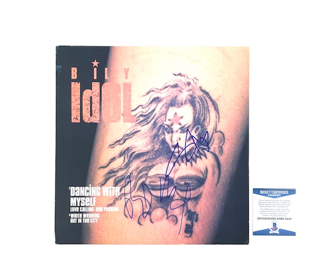 Billy Idol Signed Dancing With Myself 12” Vinyl BAS + Sticker Set