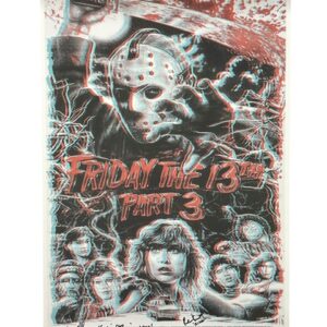 Friday The 13th Part 3 Rare Cast Signed 3D Movie Poster JSA COA