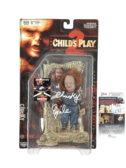 Child’s Play Chucky Signed McFarlane Movie Maniacs Action Figure