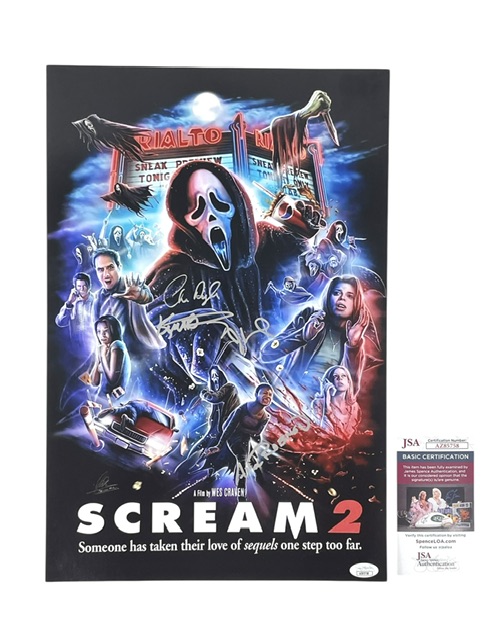 Scream 2 Ghostface Cast Signed 12x18 Movie Poster JSA Version 2