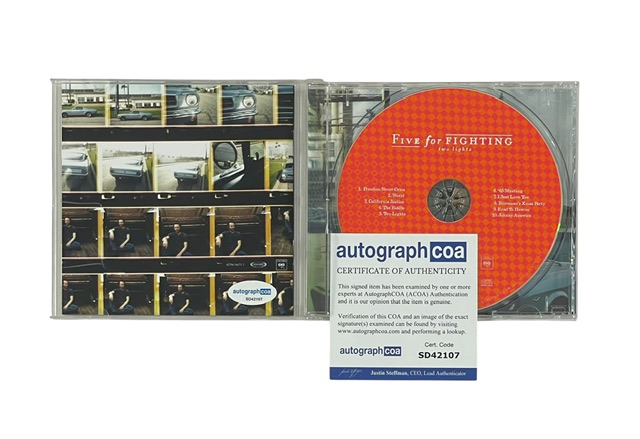 Five for Fighting Autographed Two Lights CD John Ondrasik III - Image 2