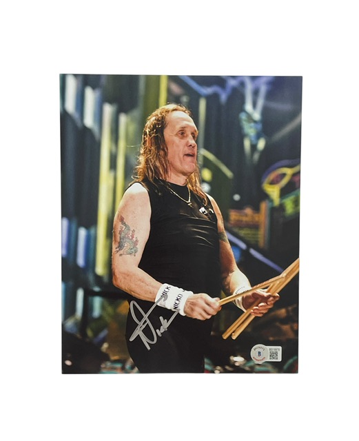 Iron Maiden Nicko McBrain Signed 8x10 Studio Photo Beckett BAS
