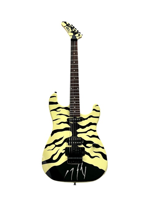 George Lynch Signed Yellow Tiger Stripe Replica Guitar Dokken