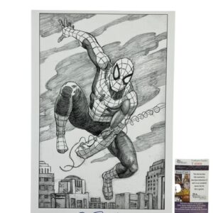 Spider-Man 11x17 Signed Pencil Sketch Print Don Perlin JSA