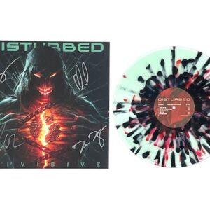 Disturbed Band Signed Divisive Coke Bottle Red/Black Splatter Vinyl ACOA