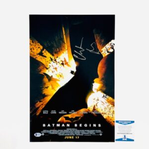 Batman Begins Autographed 12x18 Movie Poster Print Christian Bale