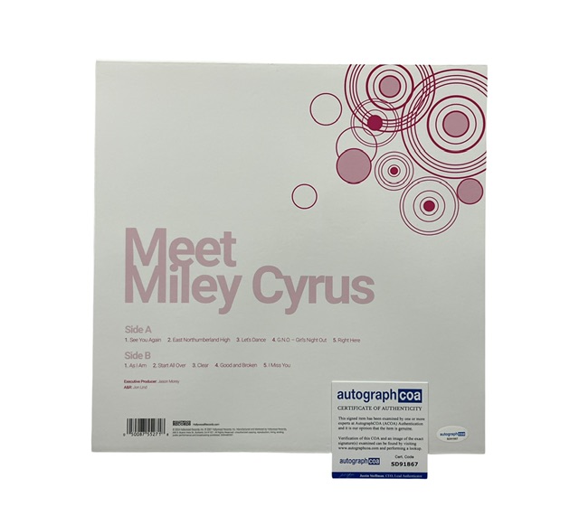Meet Miley Cyrus Signed Limited White/Black Splatter Vinyl Hannah Montana - Image 3