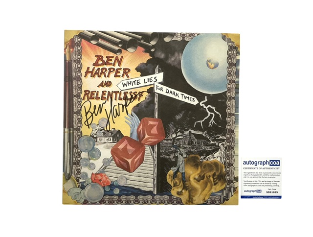 Ben Harper Autographed Whites Lies For Dark Times Vinyl Record
