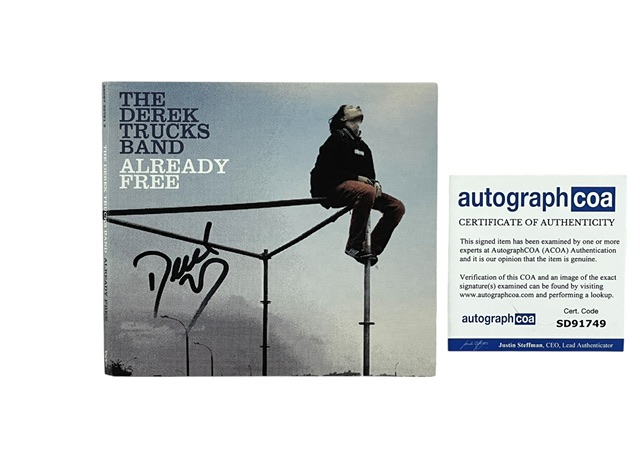 Derek Trucks Autographed Hand Signed Already Free CD - ACOA COA