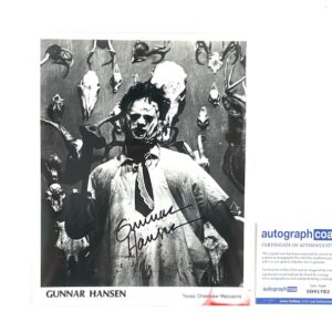Gunnar Hansen Signed Leatherface Photo Texas Chainsaw Massacre ACOA