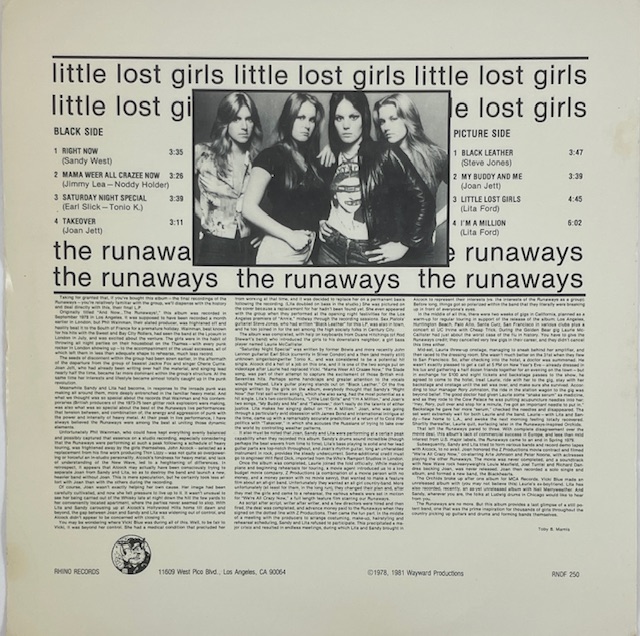 The Runaways Little Lost Girls 12” Vinyl Picture Disc Record - Image 2