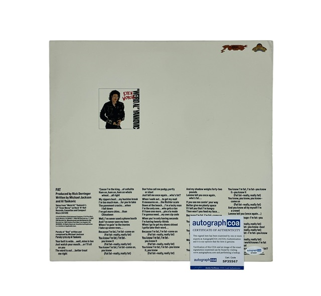 Weird Al Yankovic Signed Original Fat Promo 12” Vinyl Record ACOA - Image 2