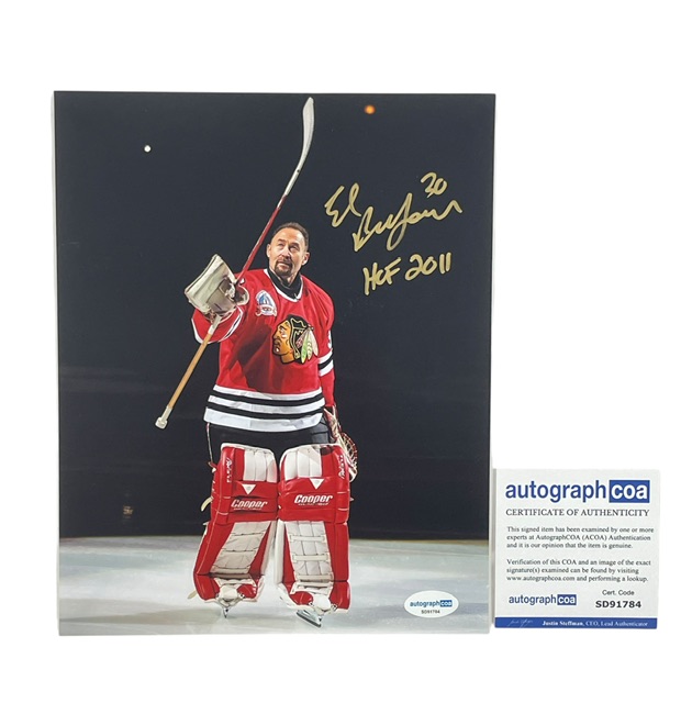 Ed Belfour Autographed 8x10 Photo Chicago Blackhawks Hockey ACOA