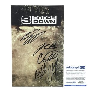 3 Doors Down Autographed Promo Photo All 5 Members Brad Arnold