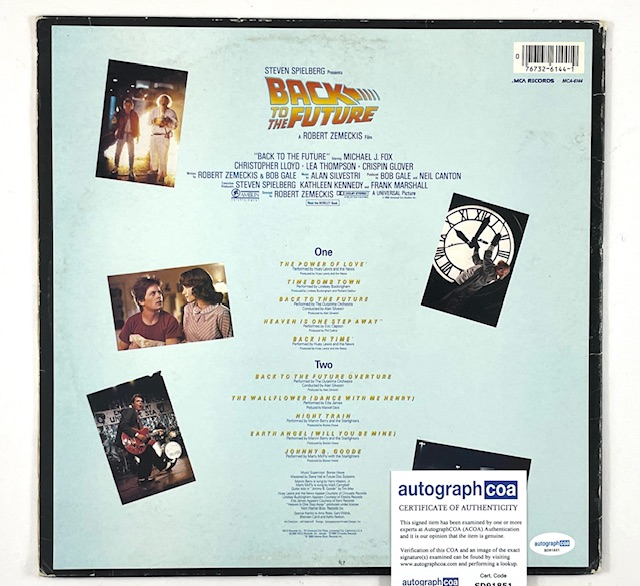 Back To The Future Huey Lewis Autographed Movie Soundtrack Vinyl - Image 2