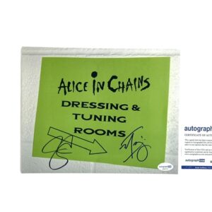 Alice In Chains Jerry Cantrell Mike Inez Autographed Dressing Room Sign