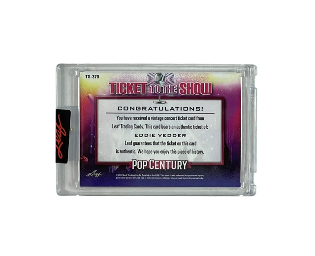 Eddie Vedder Slabbed Solo Concert Ticket Stub Tower Theatre 2009 Leaf Pearl Jam - Image 2