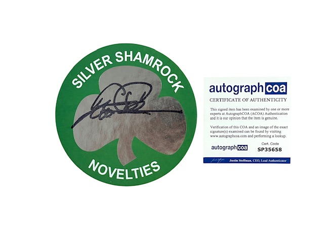 Tom Atkins Signed Halloween III Season of the Witch Silver Shamrock Coaster