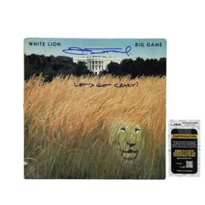 White Lion Mike Tramp Signed Big Game Vintage Press Vinyl + Inscription