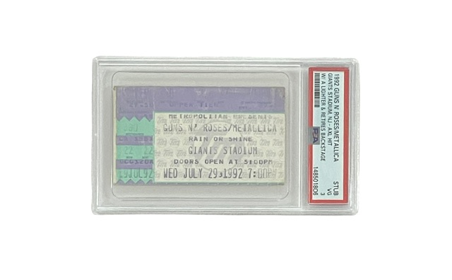Guns N’ Roses Metallica Giants Stadium 1992 PSA Slabbed Ticket Stub