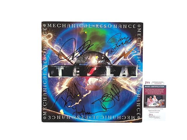 Tesla Band Signed Mechanical Resonance Vinyl Record Album JSA