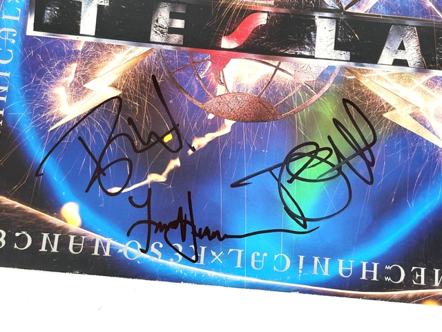 Tesla Band Signed Mechanical Resonance Vinyl Record Album JSA - Image 2
