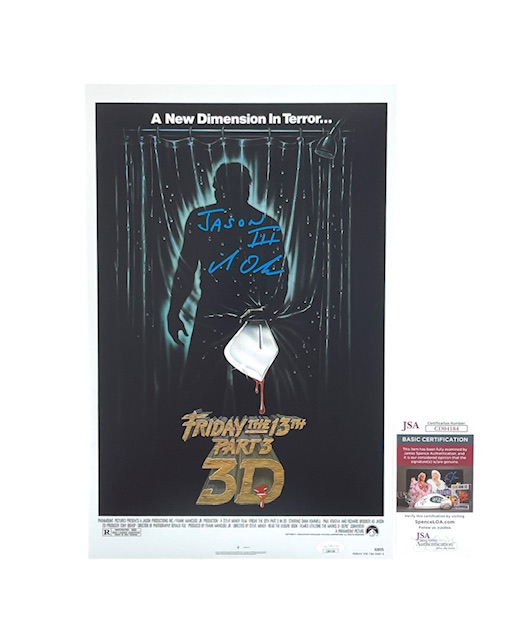 Mike DeLuna Signed Jason Voorhees 12x18 Poster Friday The 13th 3
