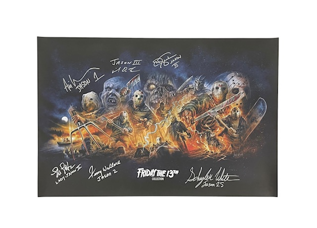 Friday the 13th Cast Signed Scream Factory 24x36 Jason Poster