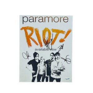 Paramore Band Signed Riot Photo Original Lineup Hayley Williams