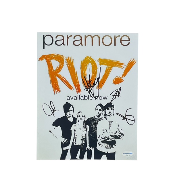 Paramore Band Signed Riot Photo Original Lineup Hayley Williams