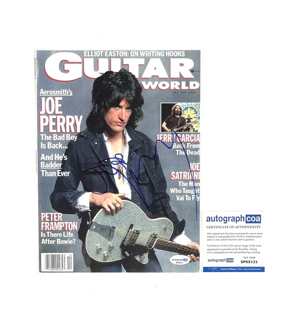 Joe Perry Autographed Guitar World Photo Hand-Signed Aerosmith
