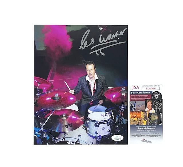 The Cult Les Warner Signed 8x10 Studio Photo Electric Drummer JSA