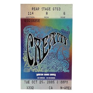 Cream Eric Clapton Jack Bruce Ginger Baker MSG Reunion Ticket Stub Final Shows