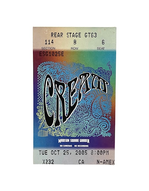 Cream Eric Clapton Jack Bruce Ginger Baker MSG Reunion Ticket Stub Final Shows