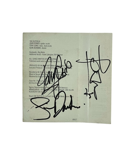The Outfield Autographed Play Deep Cassette Tape John Spinks Tony Lewis - Image 3