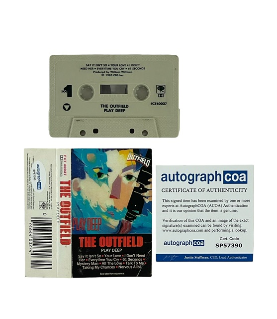 The Outfield Autographed Play Deep Cassette Tape John Spinks Tony Lewis - Image 2