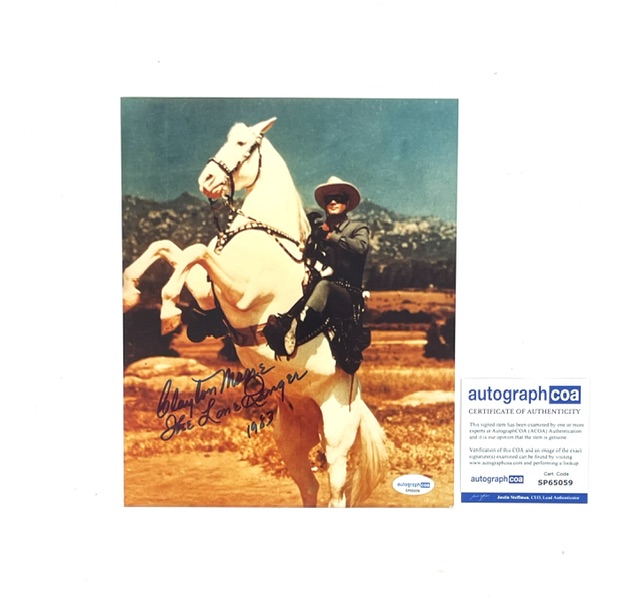 The Lone Ranger Clayton Moore Autographed 8x10 Photo ACOA