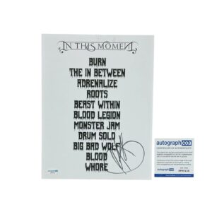 Maria Brink Autographed In This Moment Setlist ACOA Certified