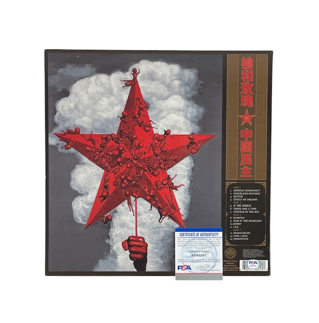 Axl Rose Autographed Guns N’ Roses Chinese Democracy 1st Press Vinyl Album PSA - Image 4