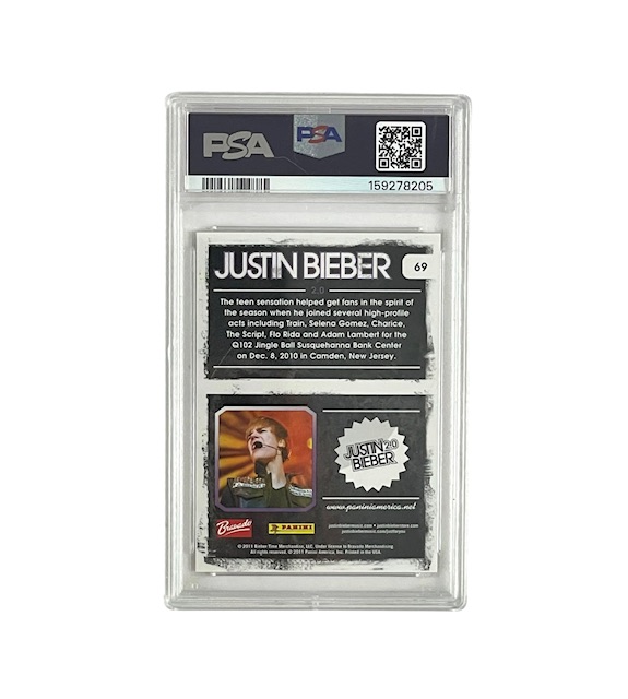 Justin Bieber PSA DNA GEM Mint 10 Graded 2011 Panini Trading Card - Image 2