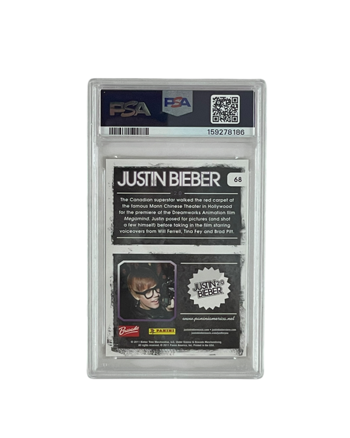 Justin Bieber PSA DNA GEM Mint 10 Graded 2011 Panini Trading Card - Image 2