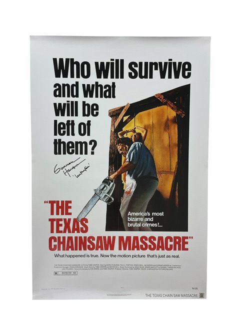 Texas Chainsaw Massacre Gunnar Hansen Leatherface Signed Poster