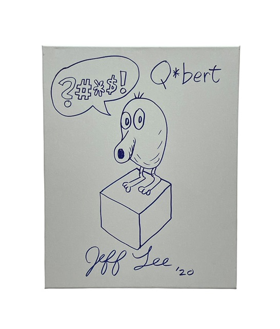 Jeff Lee Autographed Original Q*bert Hand-Drawn Art Canvas Board